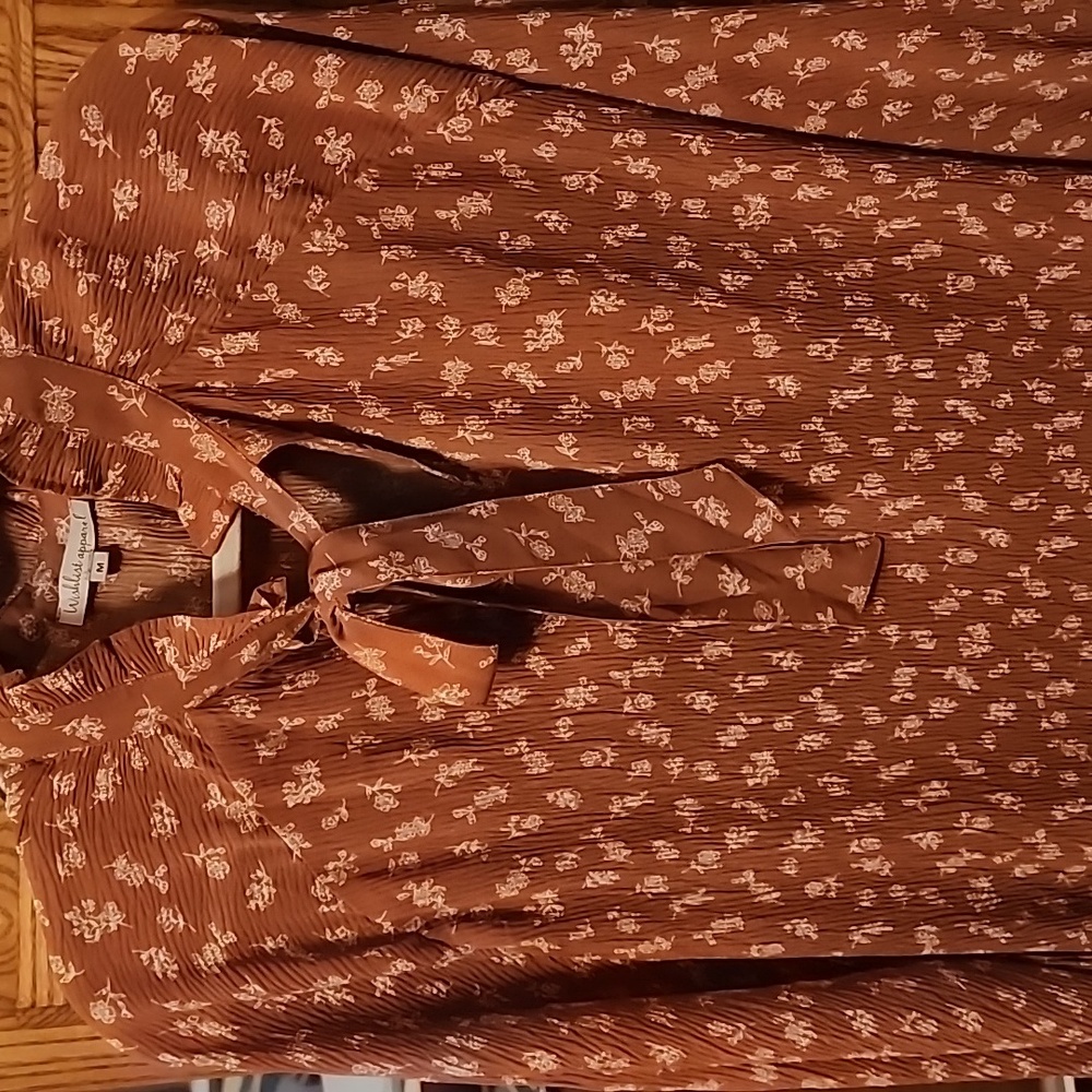 Wishlist Rust/cream Floral Ruffle Blouse